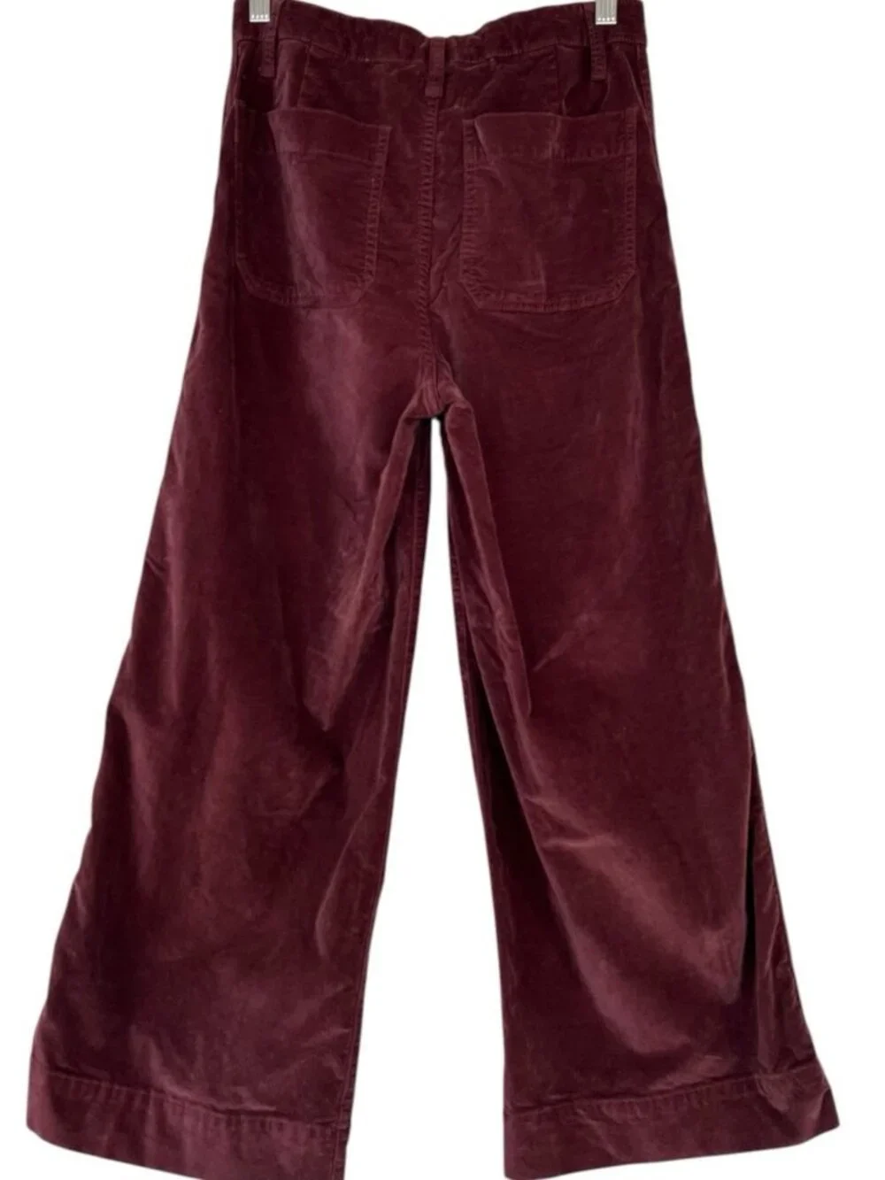 Madewell Emmett Wide Leg Velveteen Pants Burgundy Velvet Crop High Waisted 26